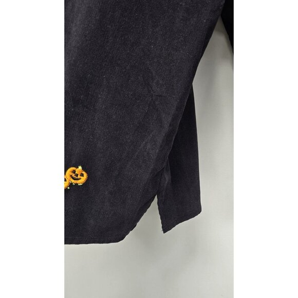 VTG Quacker Factory Black Pumpkin Fall Halloween Button Up Shirt Size 1X - Picture 5 of 7